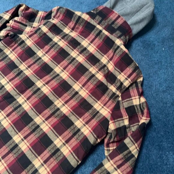 Levi's Plaid Flannel Sherpa Lined Shacket Mens L Hooded Cozy Gorpcore Workwear - Picture 3 of 16